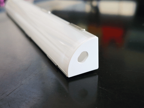 v-shape alum profile for corner and stairs with white lens